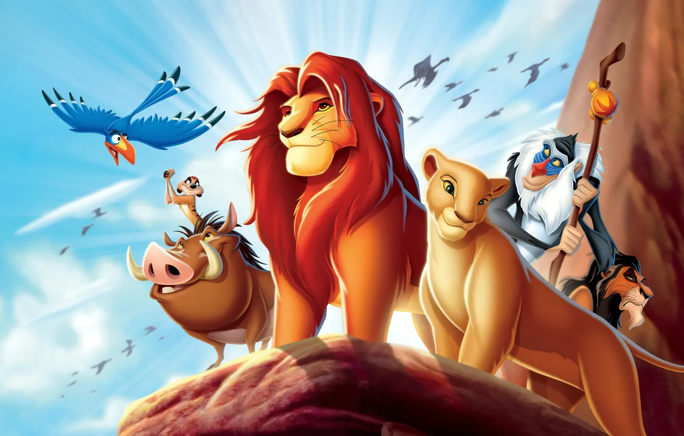 Photo wallpaper Movies, The Lion King, Animation, Scar, Nala, Simba, Timon, Zazu
