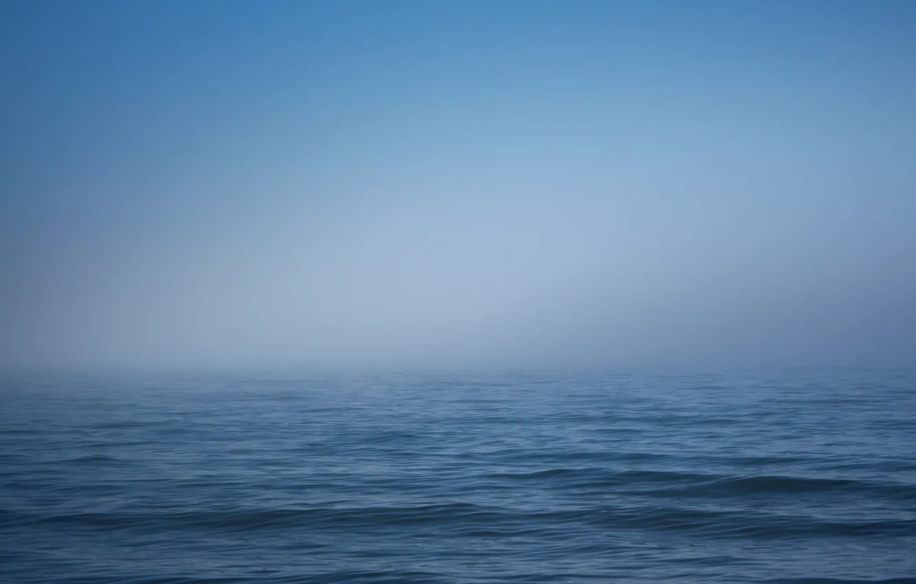 Photo wallpaper sea, wave, the sky, water, fog, horizon