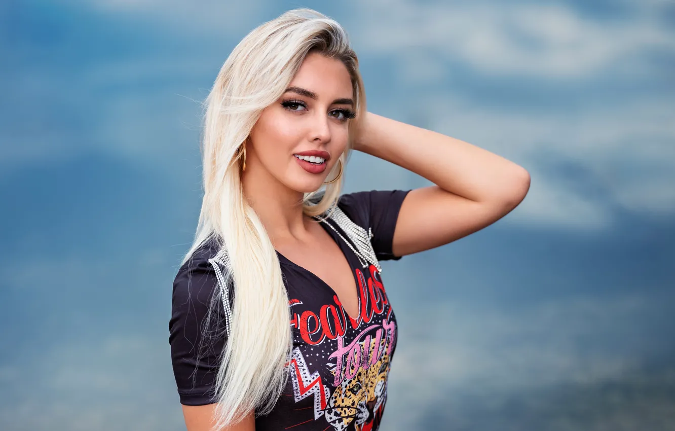 Photo wallpaper look, girl, blonde, long hair, Christopher Rankin