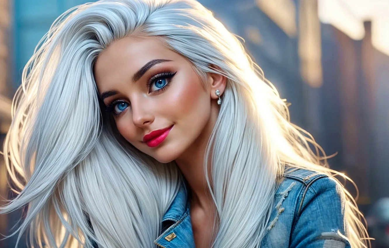 Photo wallpaper girl, beautiful, blue-eyed, AI Art