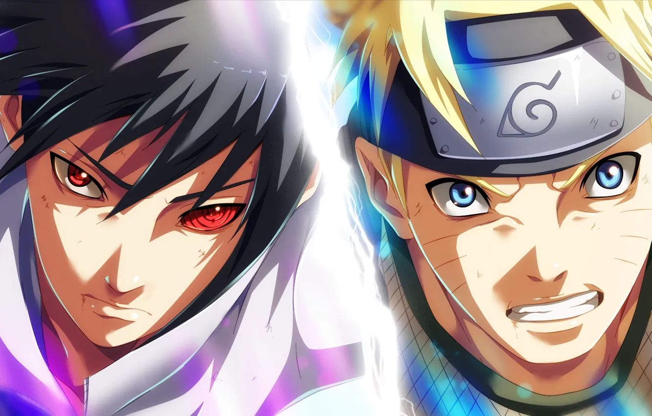 Photo wallpaper guys, naruto, anime, art, Uchiha Sasuke, Naruto Uzumaki