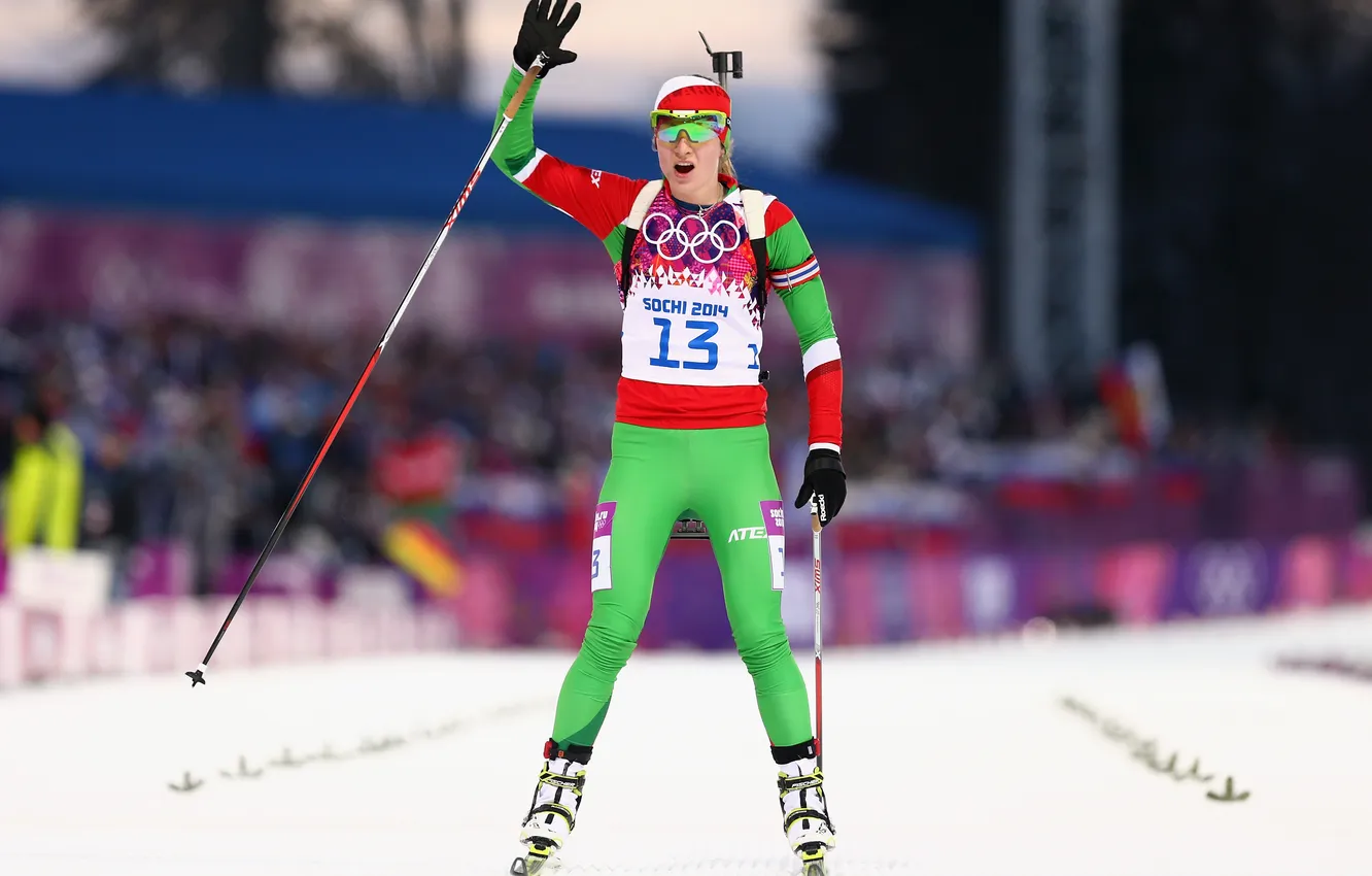 Photo wallpaper Olympics, Sochi, Daria, champion, Domracheva