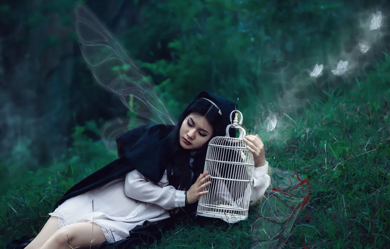 Photo wallpaper fantasy, model, Hani, Falling Angel