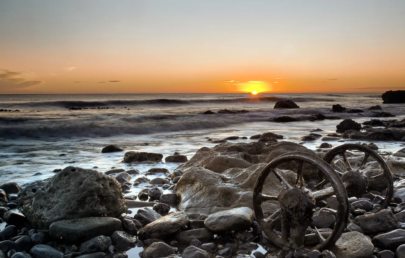 Photo wallpaper sea, landscape, sunset