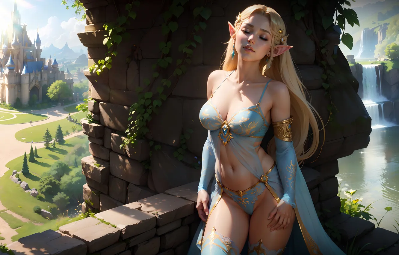 Photo wallpaper elf, long hair, fantasy, girl art