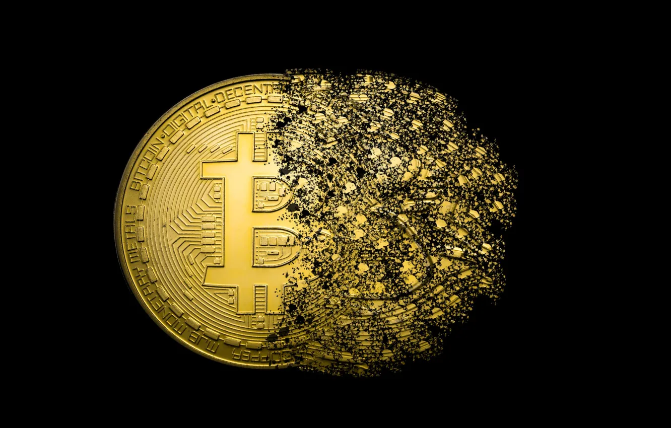 Photo wallpaper logo, gold, coins, bitcoins