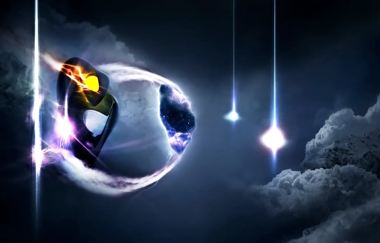 Photo wallpaper clouds, mountains, blue