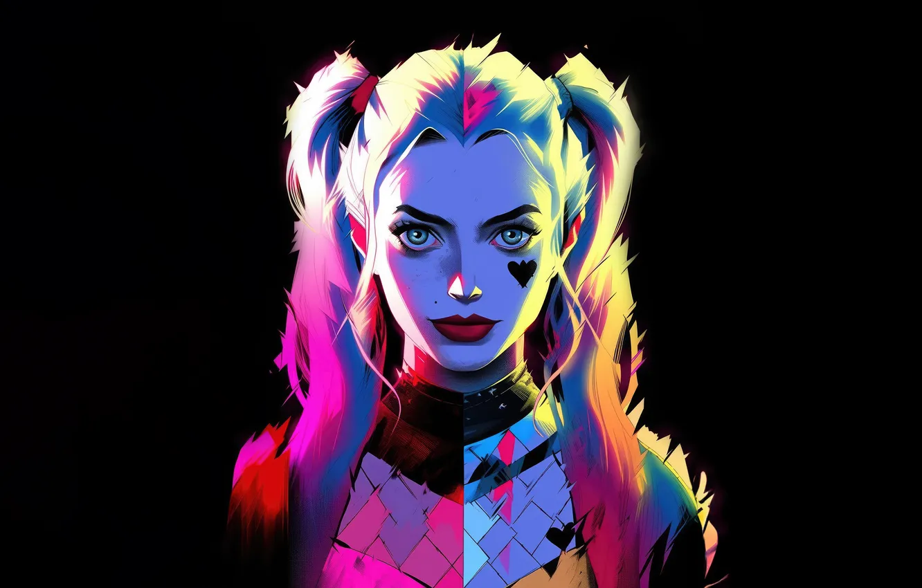 Photo wallpaper minimal, dark, harley quinn