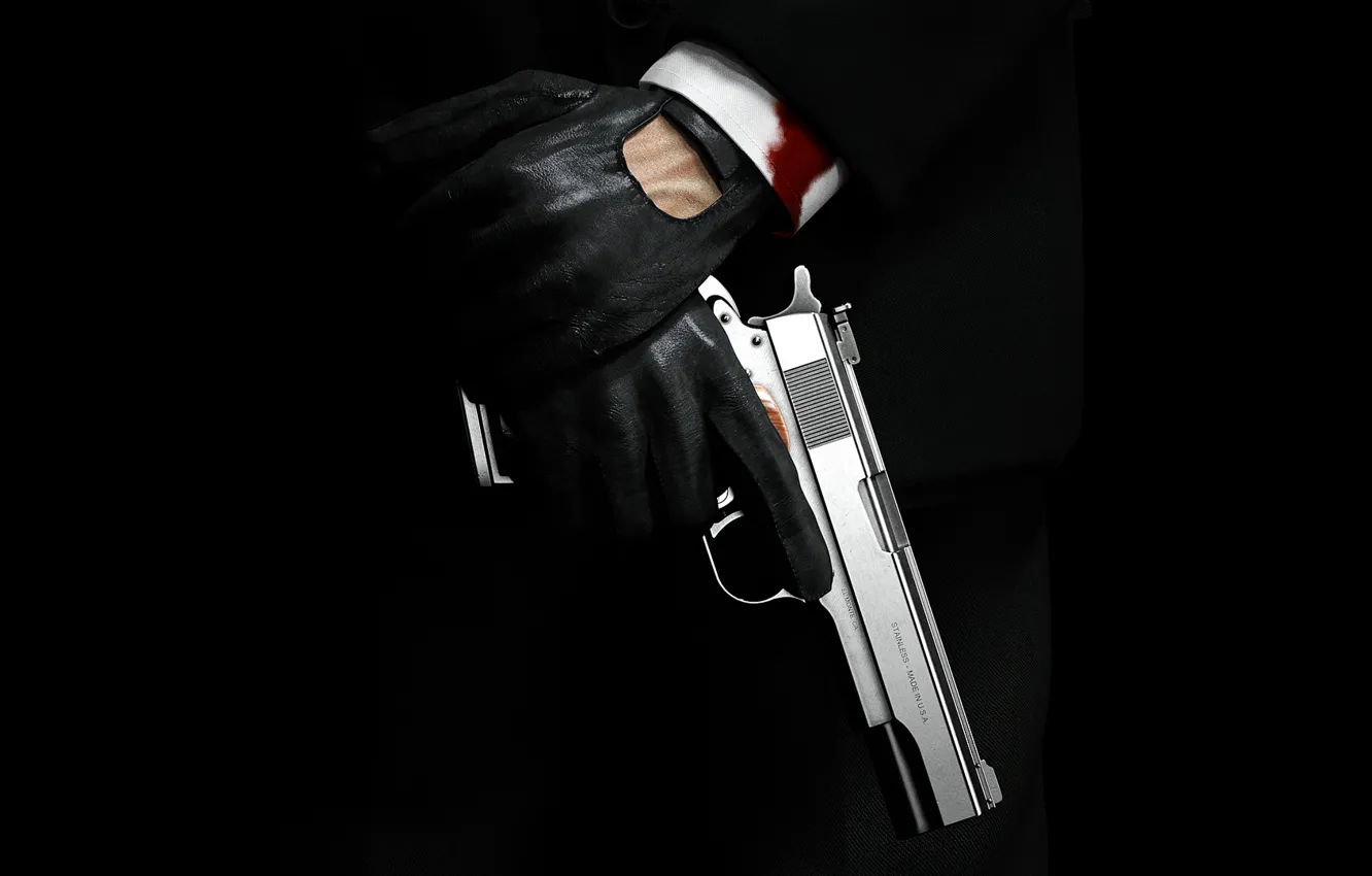 Photo wallpaper gun, blood, gloves, Hitman, killer, sleeve, Absolution
