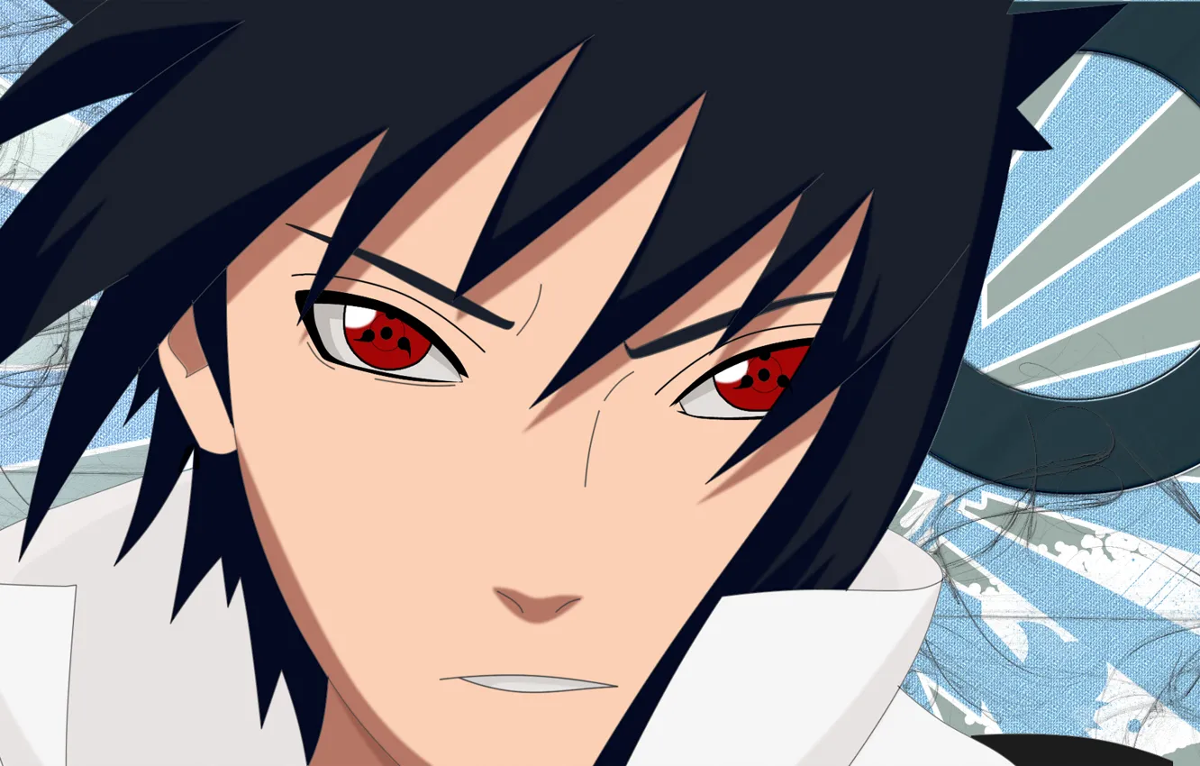 Photo wallpaper face, red eyes, sharingan, ninjutsu, Sasuke Uchiha, Naruto Shippuden, Naruto shippuuden, high collar