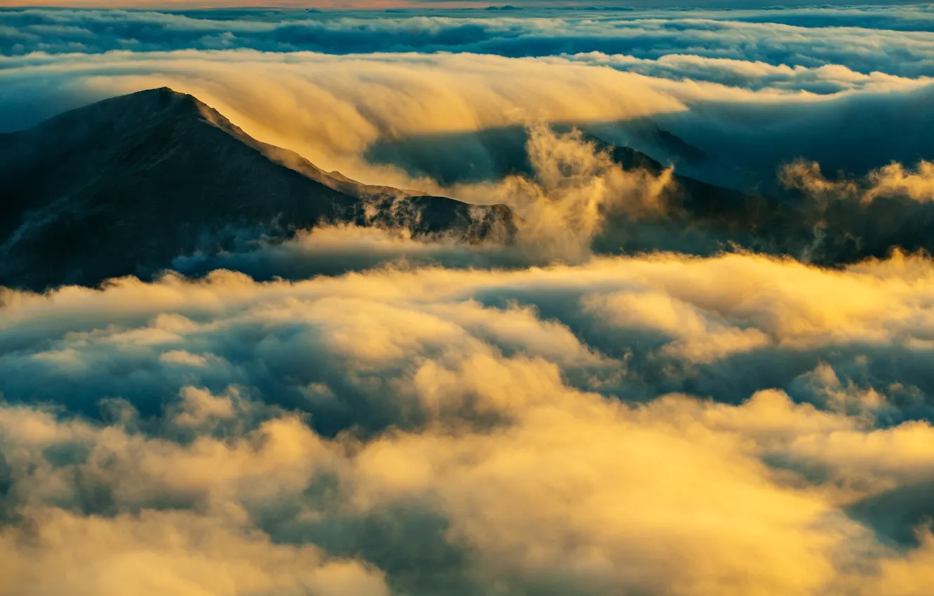 Photo wallpaper clouds, mountains, nature