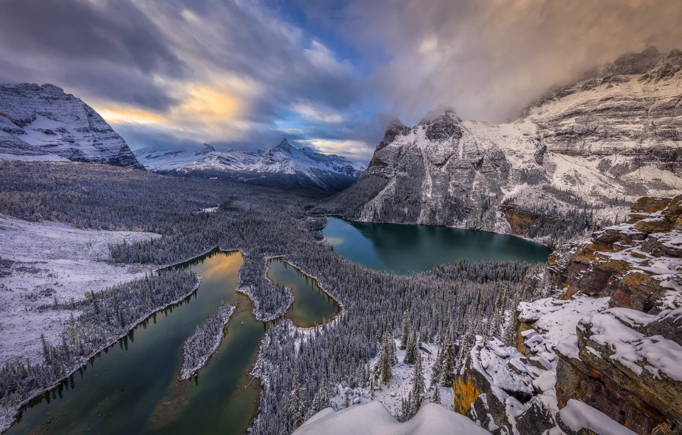 Photo wallpaper mountains, nature, river