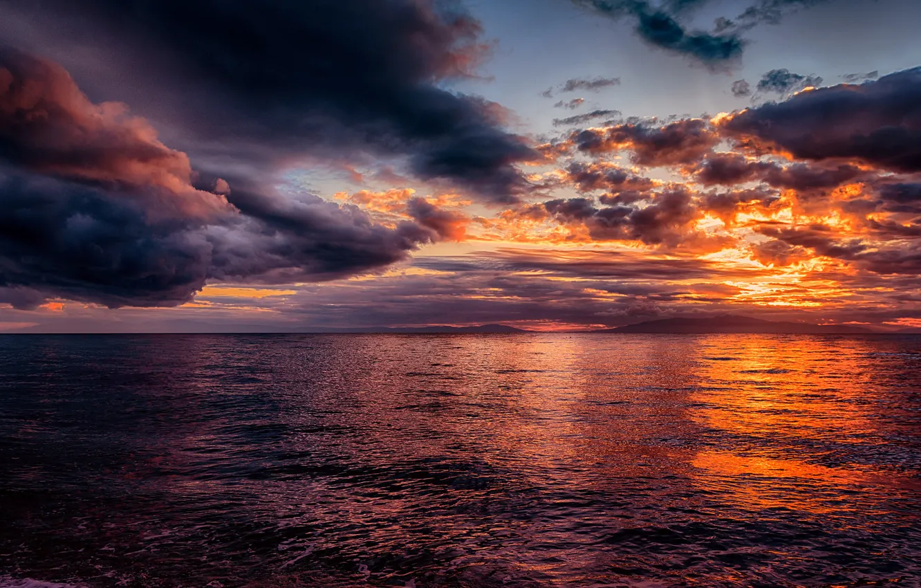 Photo wallpaper sea, the sky, sunset