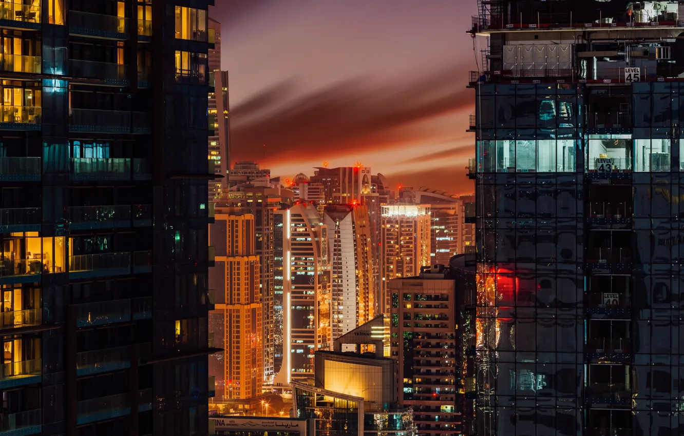 Photo wallpaper Night, The city, House, Light, Building, City, House, Dubai