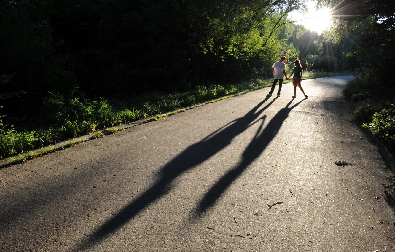 Photo wallpaper road, shadow, date