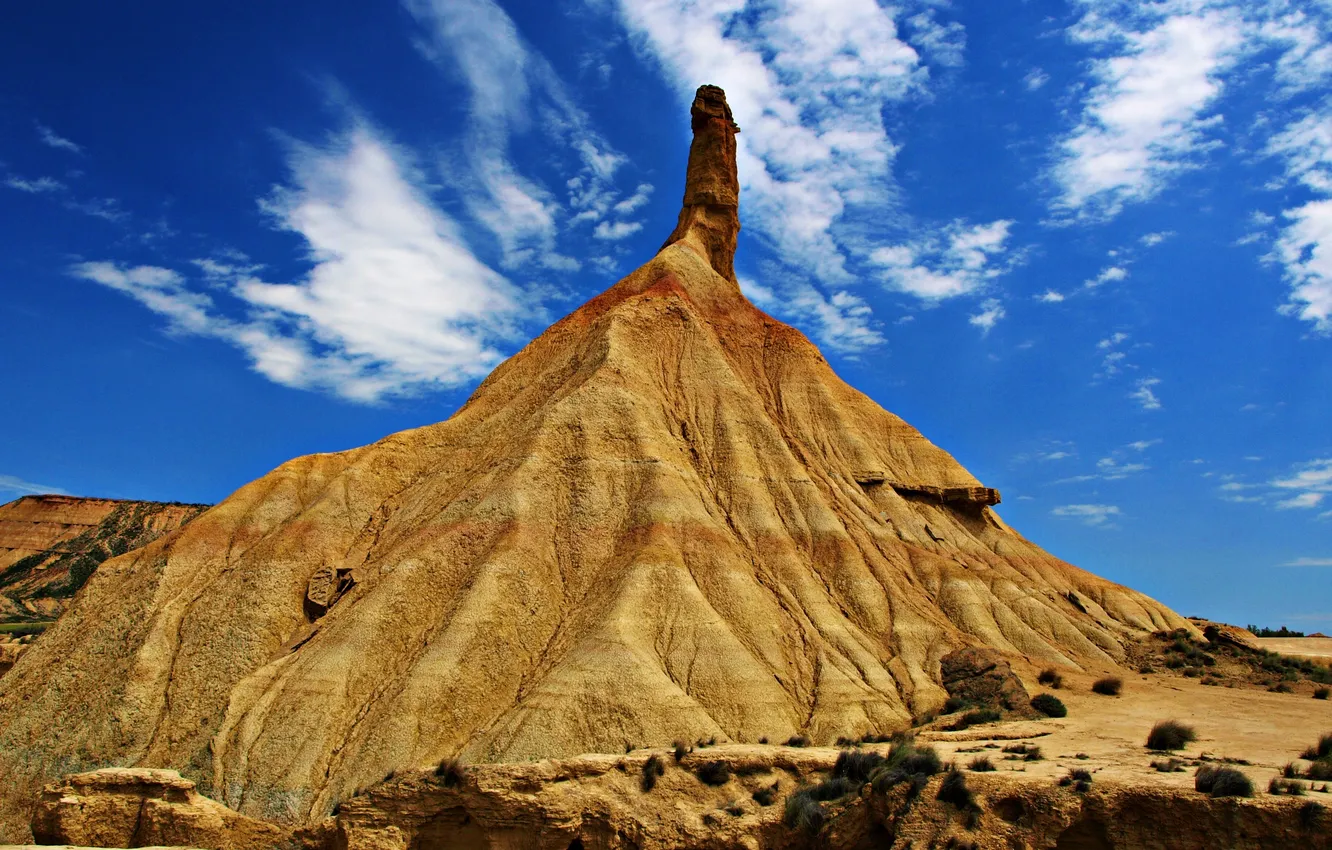 Photo wallpaper the sky, clouds, mountains, stones, a miracle of nature, rare, mining-sand rock