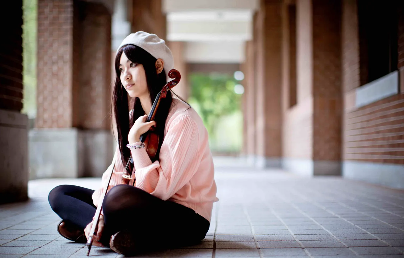 Photo wallpaper girl, music, violin