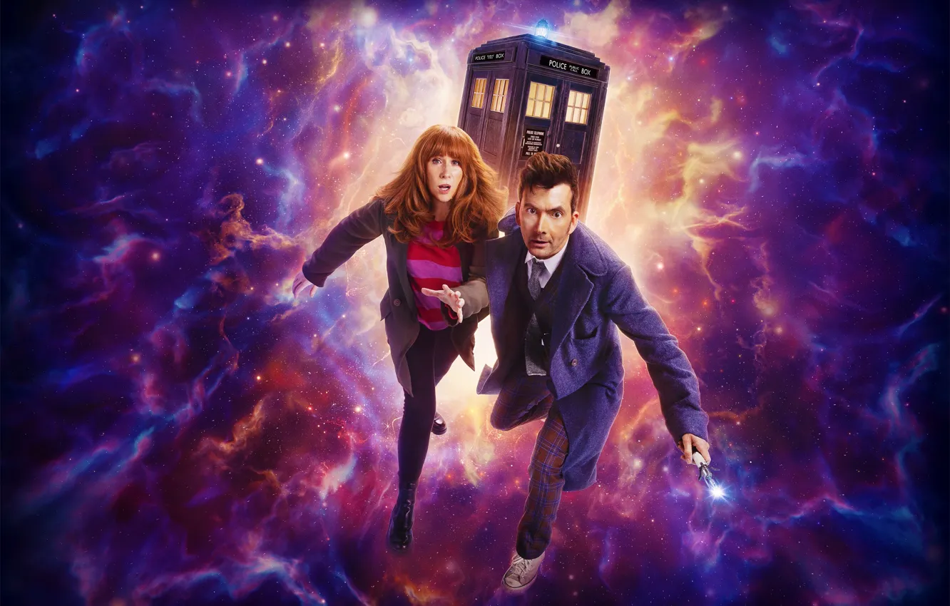 Photo wallpaper space, fiction, woman, male, Doctor Who, sci-fi, Doctor Who, TARDIS