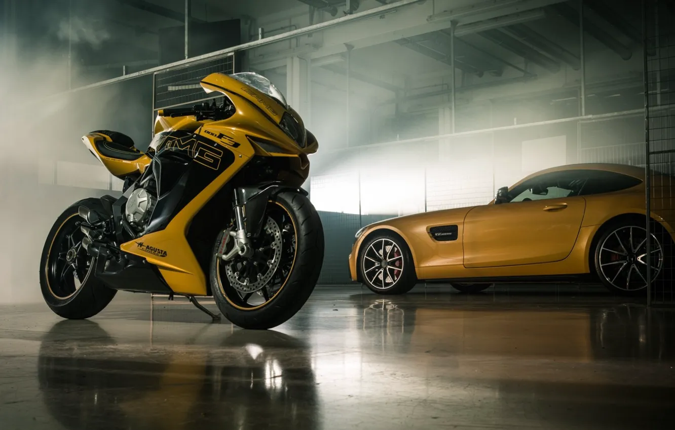 Photo wallpaper Car, Italy, Yellow, Bike, Superbike, Mv Agusta