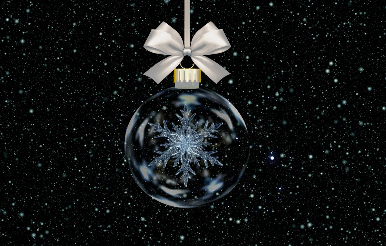 Photo wallpaper ball, New Year, Christmas, snowflake