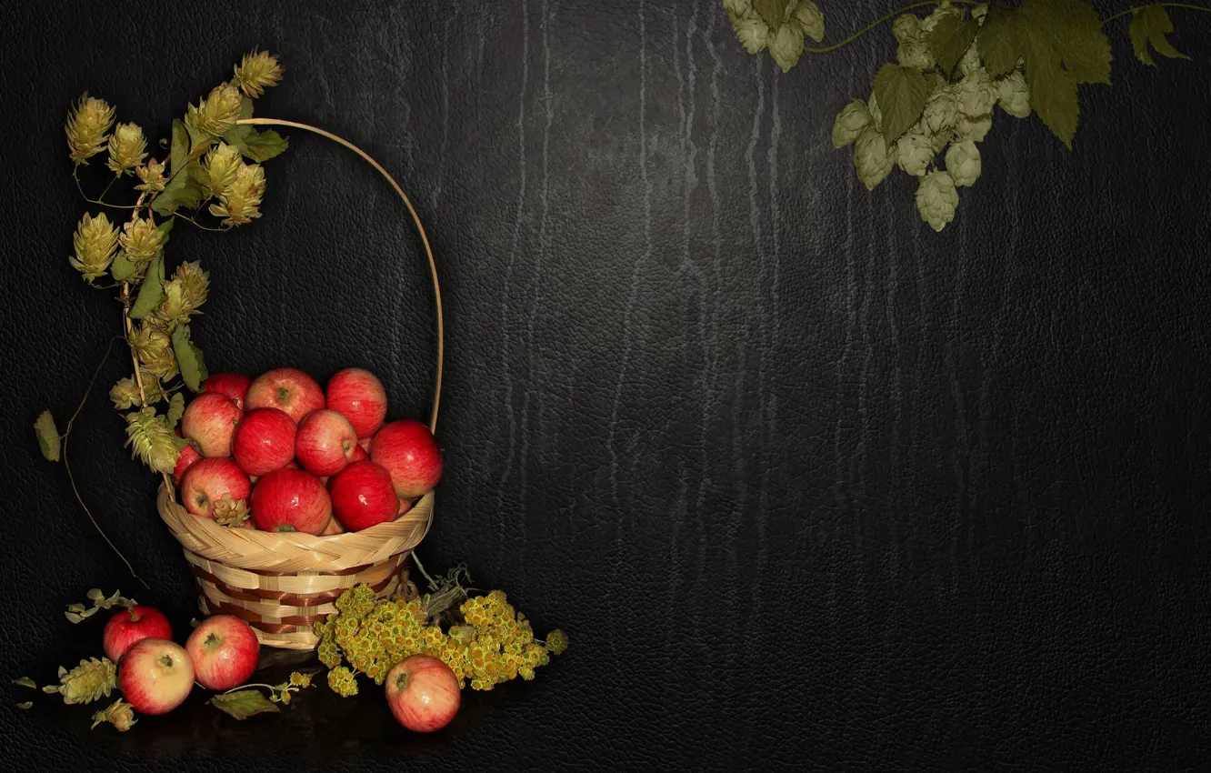 Photo wallpaper nature, mood, apples, beauty, basket, beautiful, beautiful, beauty