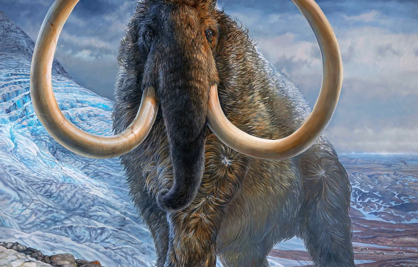 Photo wallpaper Elephant, Art, Mammoth, Mammoth, Tusks, Ancient animals, Extinct animals