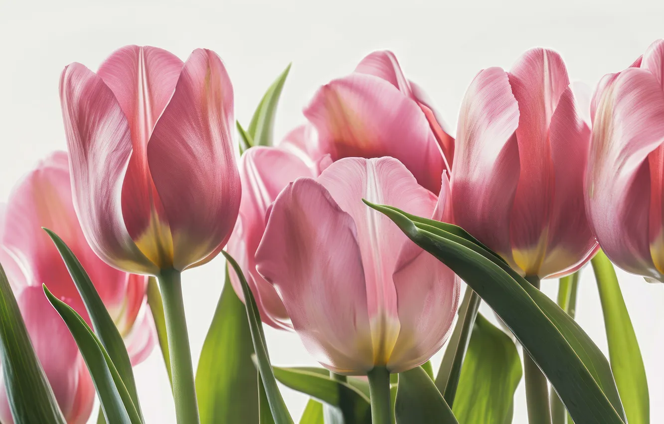 Photo wallpaper flowers, holiday, bouquet, spring, tulips, March 8, AI art, universal holiday background