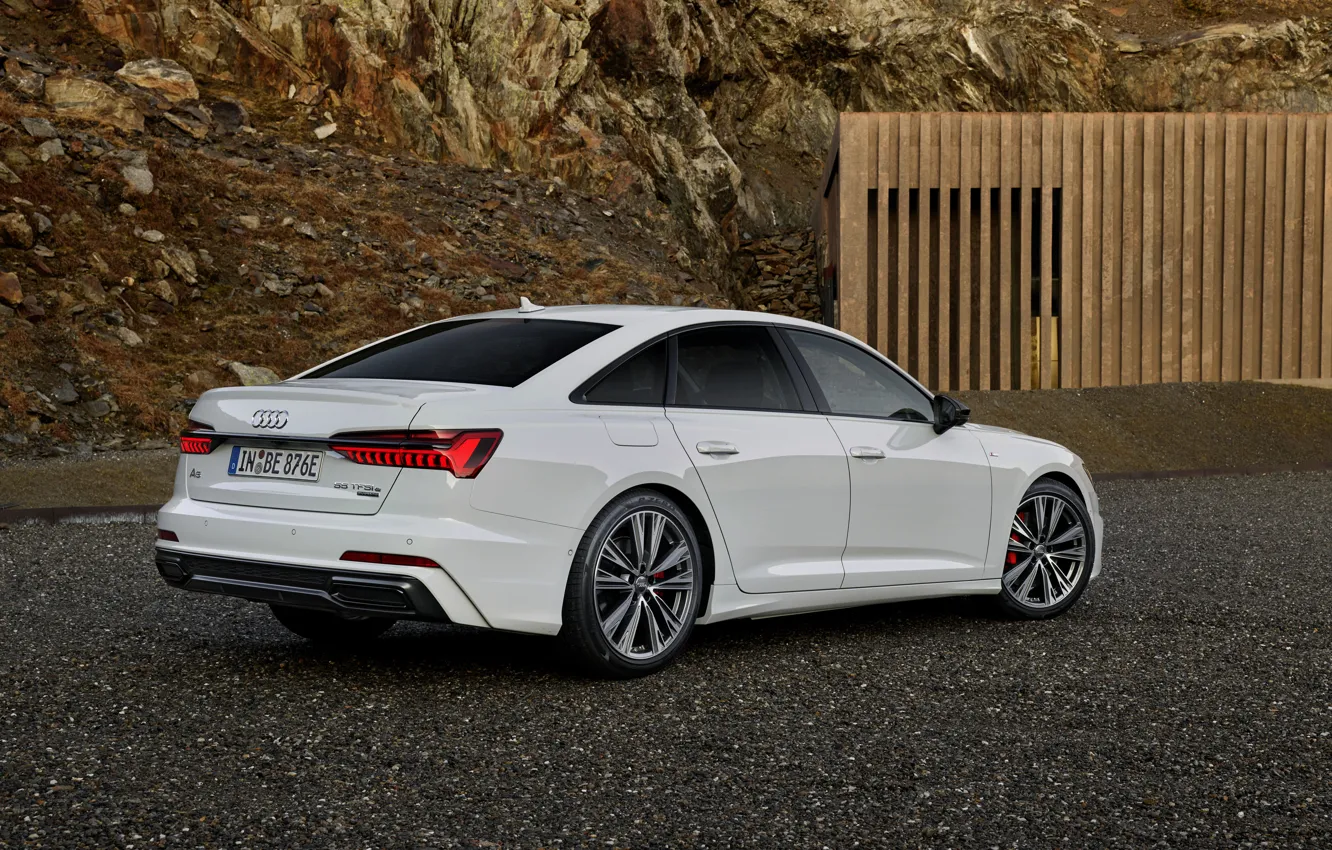 Photo wallpaper white, Audi, sedan, hybrid, Audi A6, four-door, PHEV, 2020