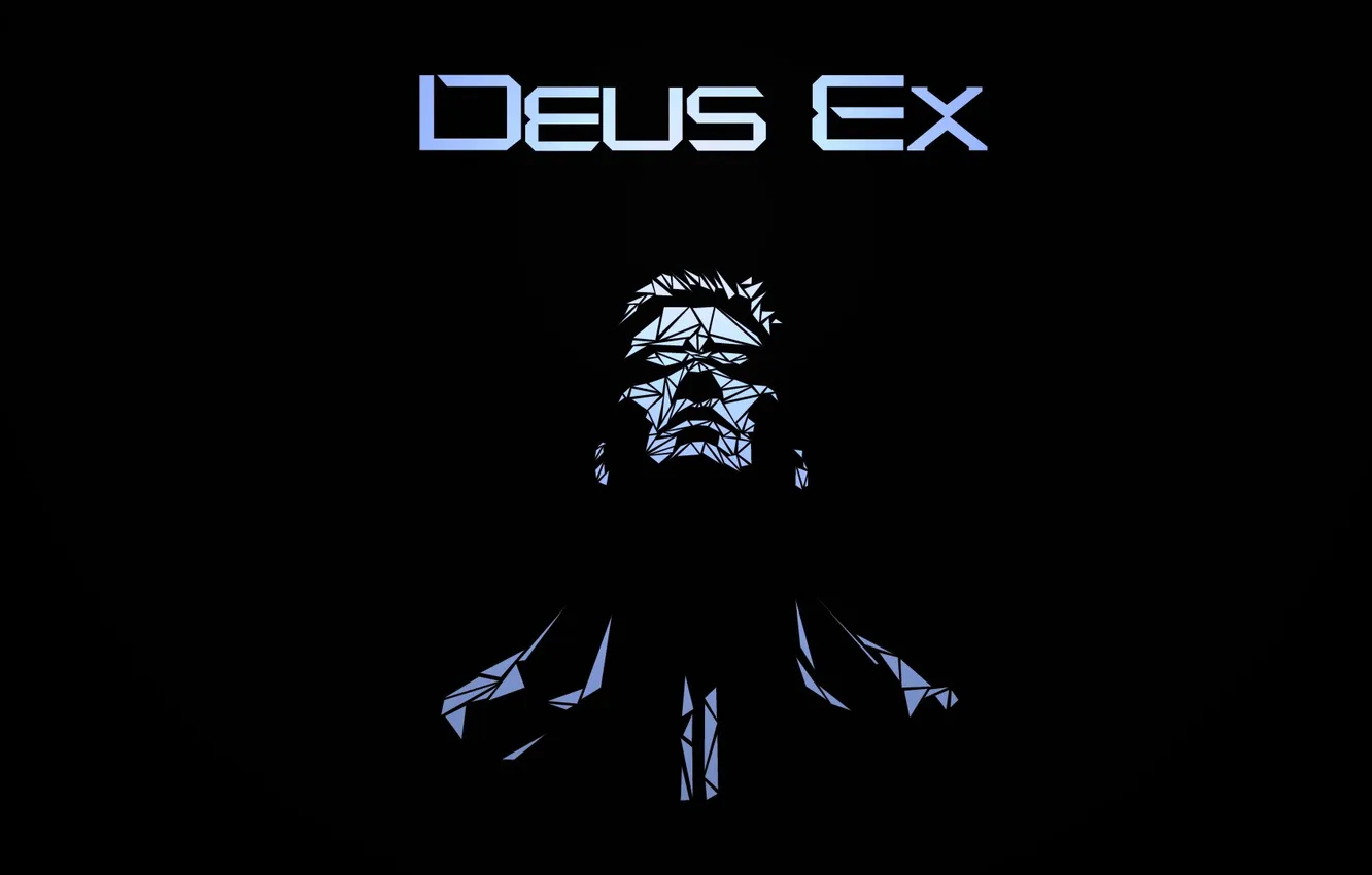 Photo wallpaper minimalism, wallpaper, black background, deus ex, Minimalism, JC Denton, JC Denton