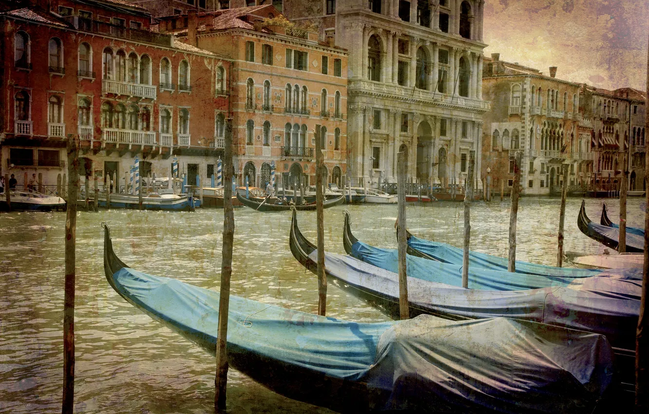 Photo wallpaper city, the city, Italy, Venice, channel, vintage, Italy, gondola