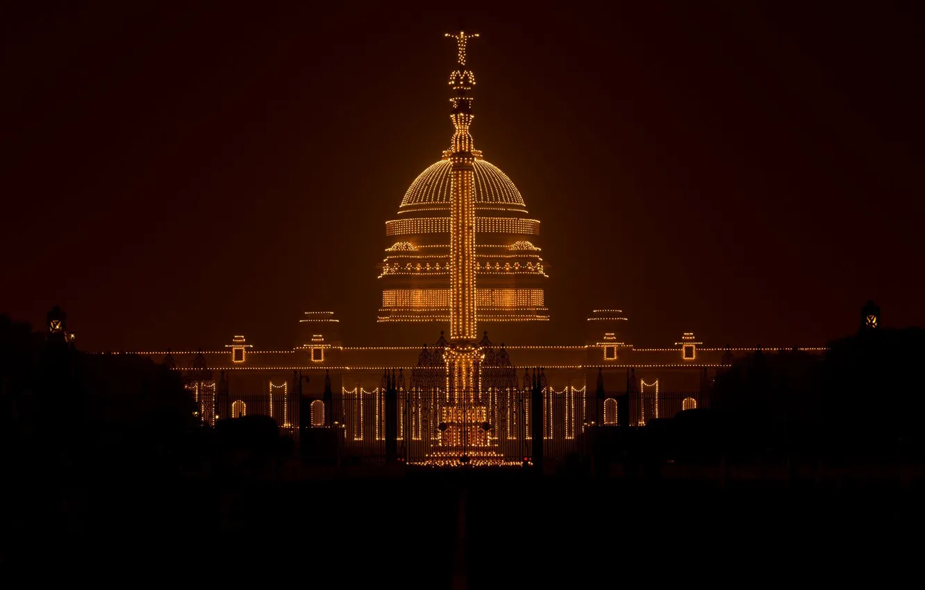 Photo wallpaper lights, India, Republic day, Rashtrapati Bhavan, presidential Palace