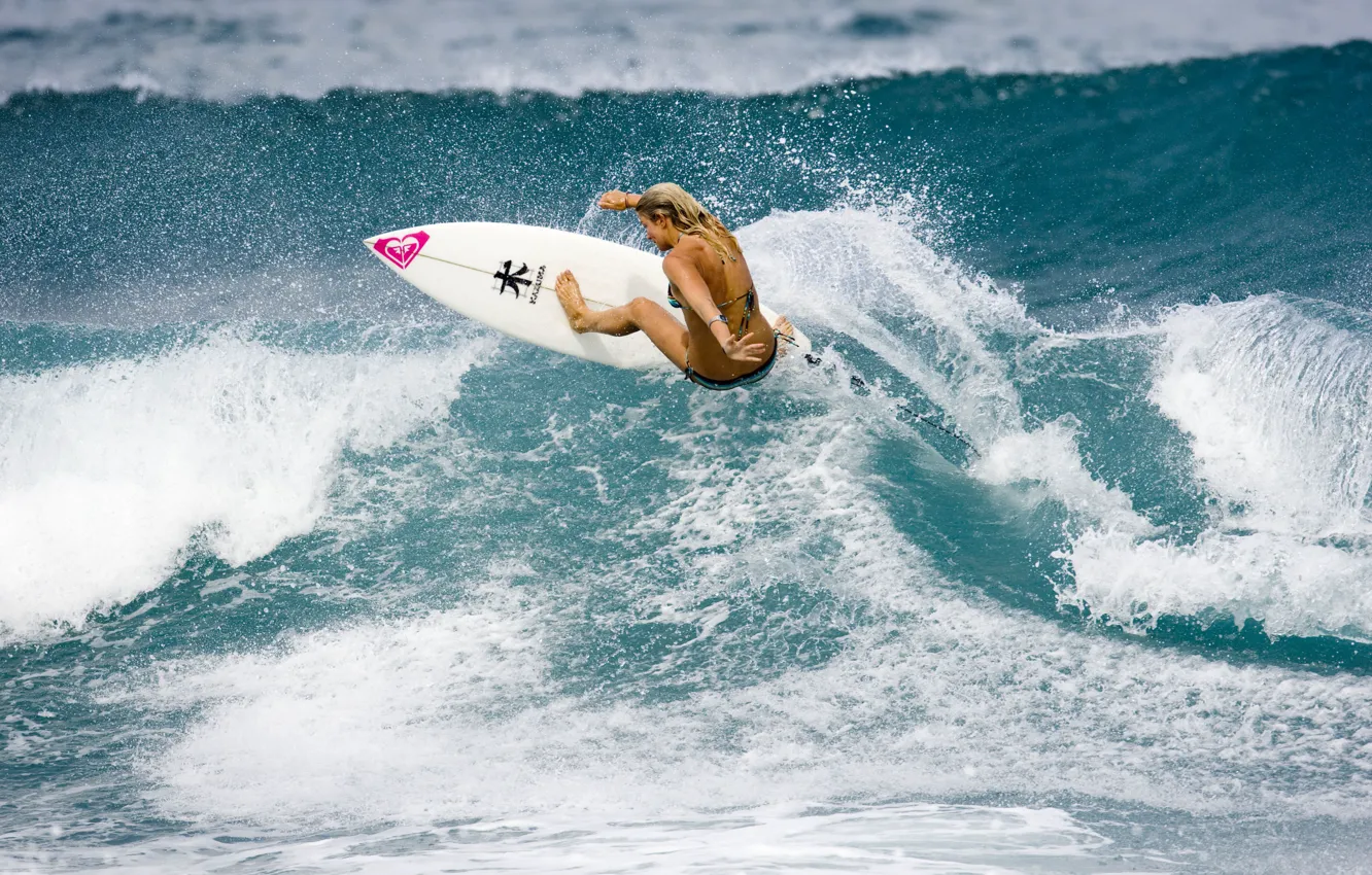 Photo wallpaper girl, the ocean, sport, surfing, Board, surfing