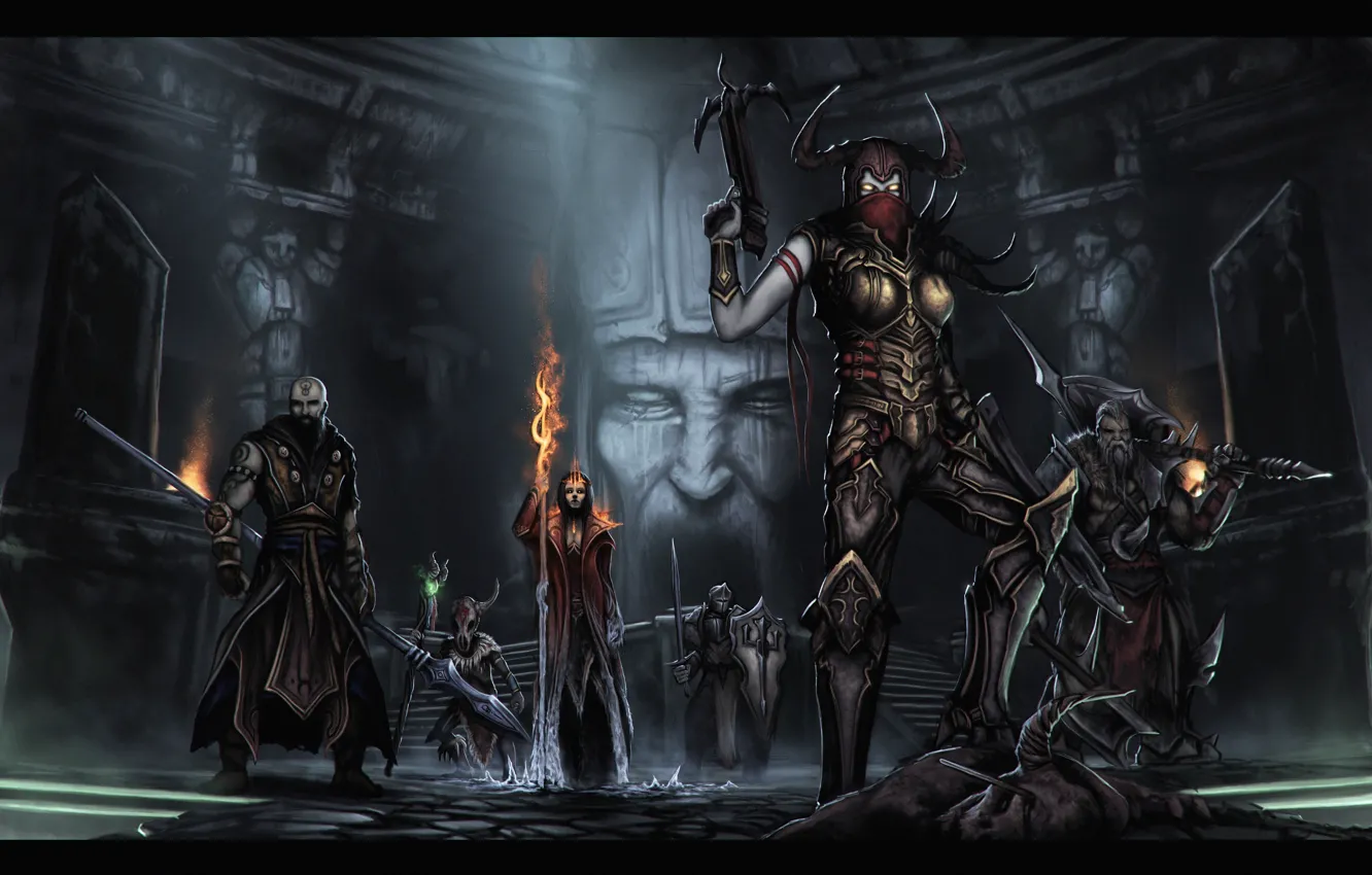 Photo wallpaper Blizzard, rpg, Diablo III, Monk, Crusader, Demon hunter, Reaper of souls, Barbarian