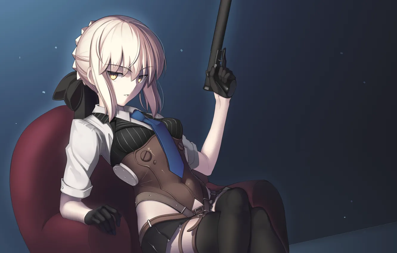 Photo wallpaper girl, sitting, the saber, Fate / Grand Order
