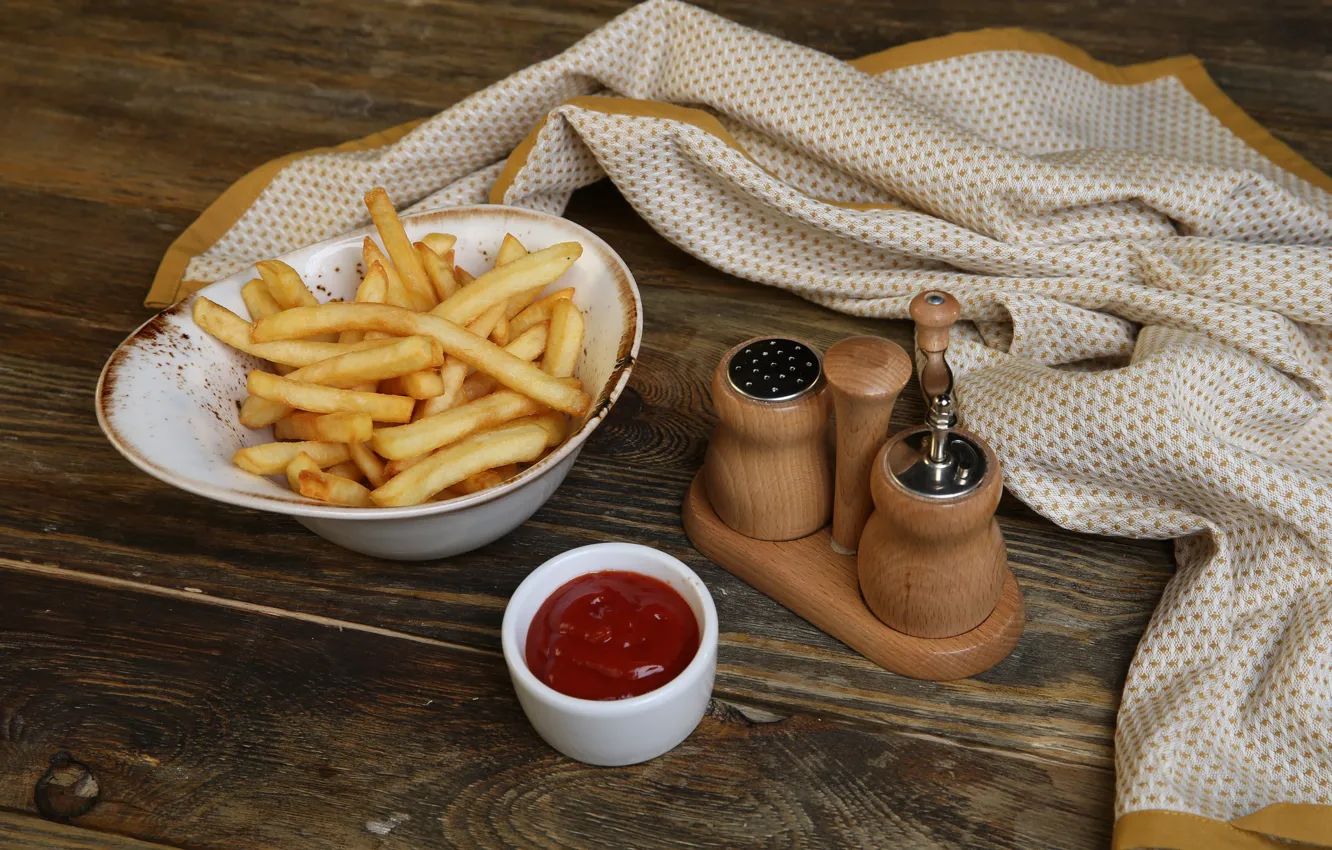 Photo wallpaper Spices, Ketchup, Fries