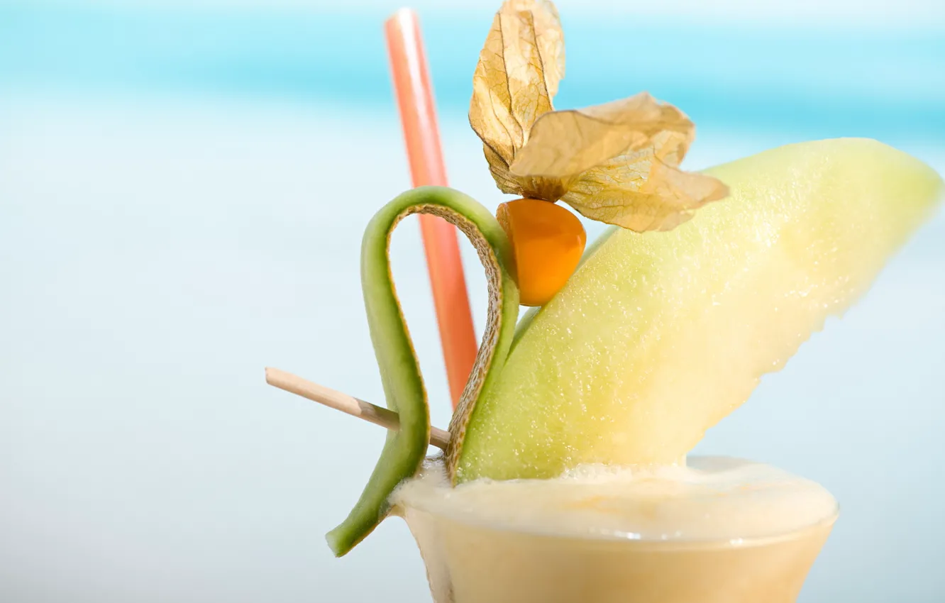 Photo wallpaper glass, cocktail, glass, drink, melon, drink, cocktail, melon