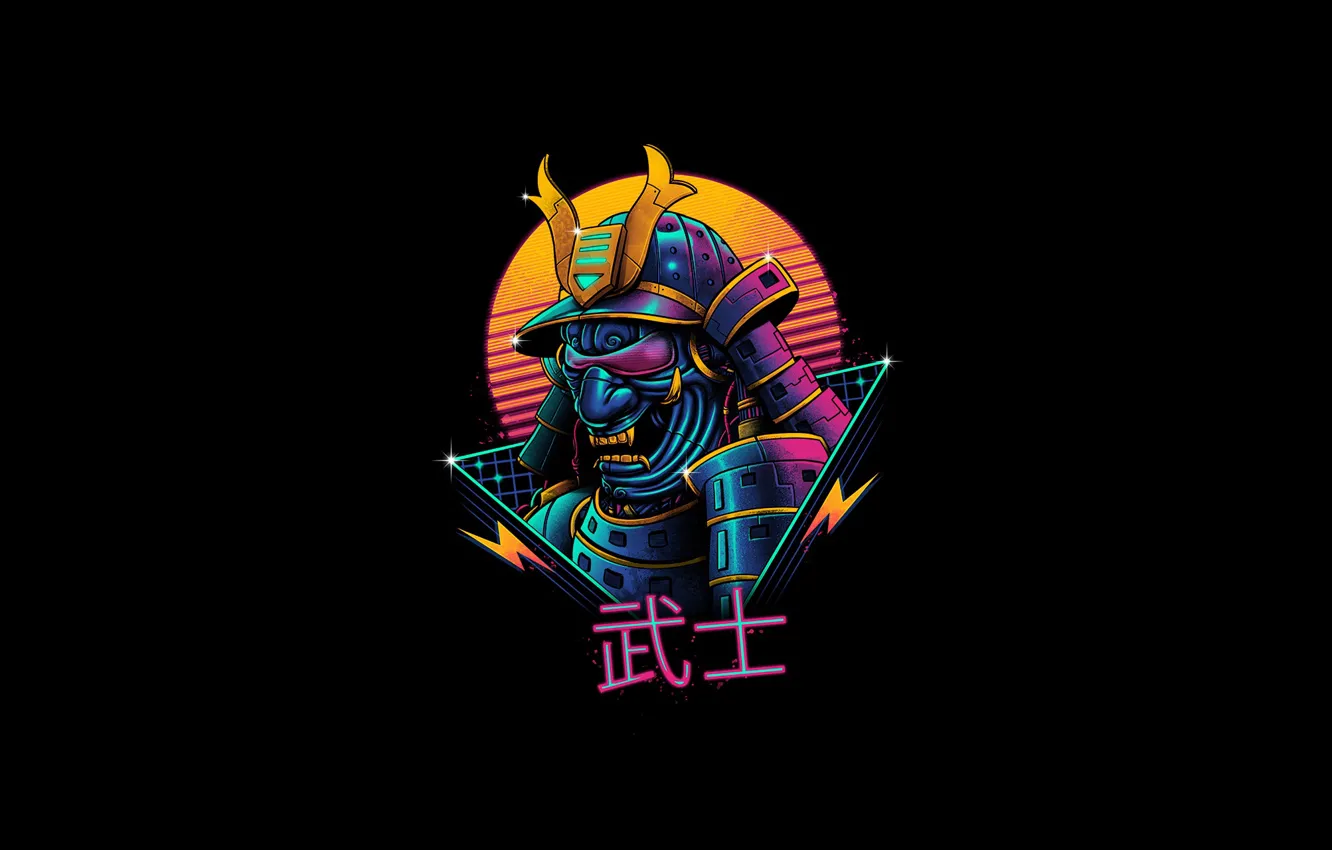 Photo wallpaper style, music, background, minimalism, art, samurai, helmet, style