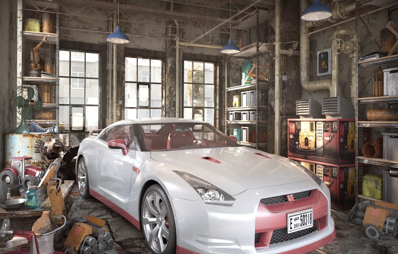 Photo wallpaper car, the room, equipment, dream car, THE OLD GARAGE