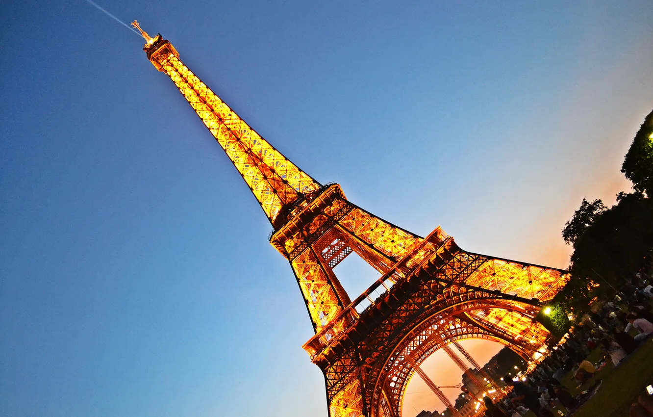 Photo wallpaper lights, France, Paris, Eiffel tower, Paris, France