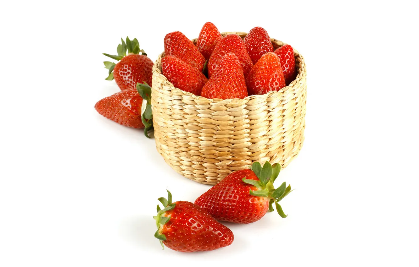 Photo wallpaper berries, strawberry, basket, fresh, strawberry, berries