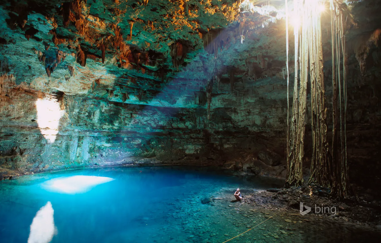 Photo wallpaper water, light, Mexico, cave, failure, Valladolid, Cenote Samula, the Yucatan Peninsula