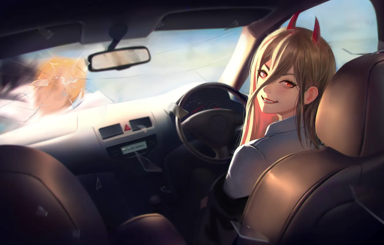 Photo wallpaper auto, girl, the demon, guy, power, Chainsaw Man, Denji, by Mattikarp