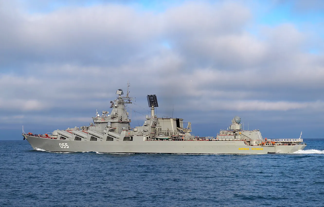 Photo wallpaper cruiser, The black sea, Marshal Ustinov