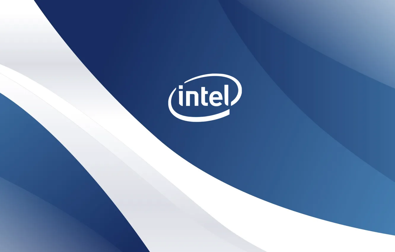 Photo wallpaper wave, logo, logo, Intel, white, blue, wave, Intel