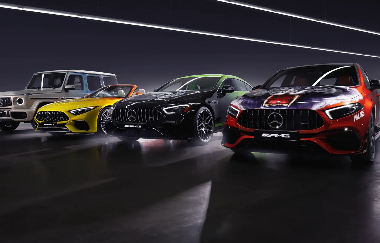 Photo wallpaper Mercedes-Benz, Palace, SUV, Hatchback, Airbrushing, Palace Skateboards Art Car, Mercedes-AMG Team HRT GT3, Mercedes GT …