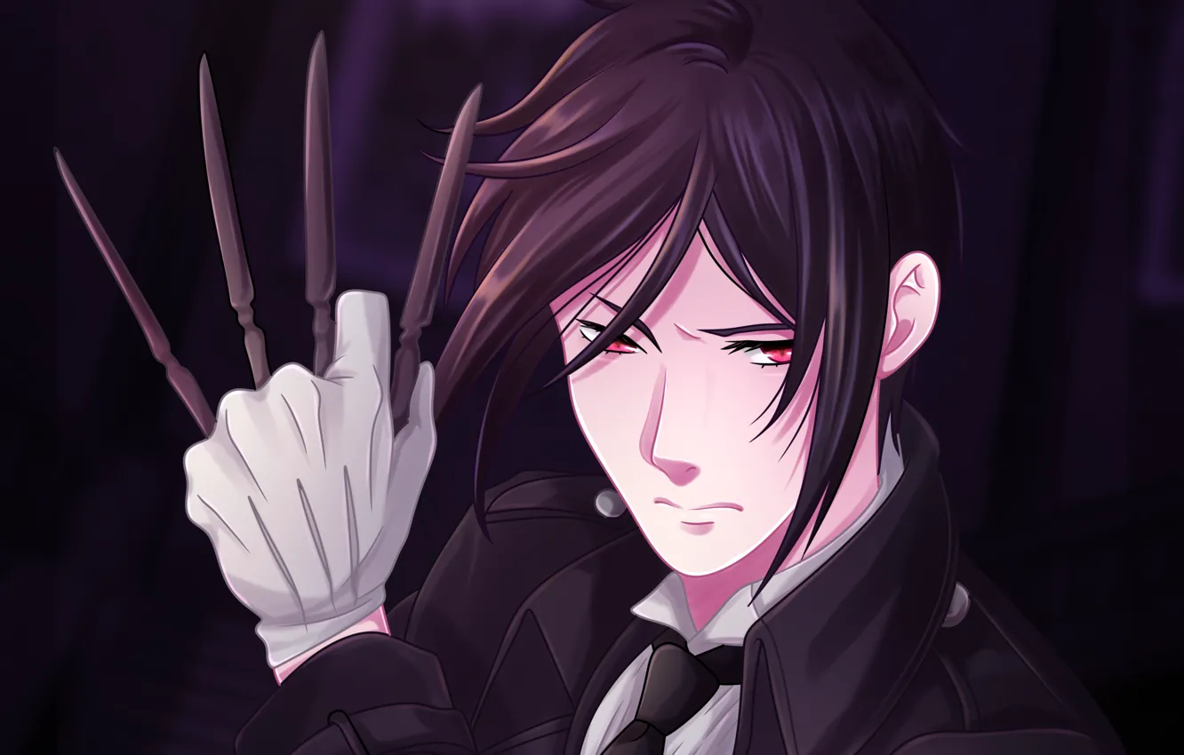 Photo wallpaper knives, sebastian, Butler, Kuroshitsuji, Sebastian Michaelis, Dark Butler, by namisiaa