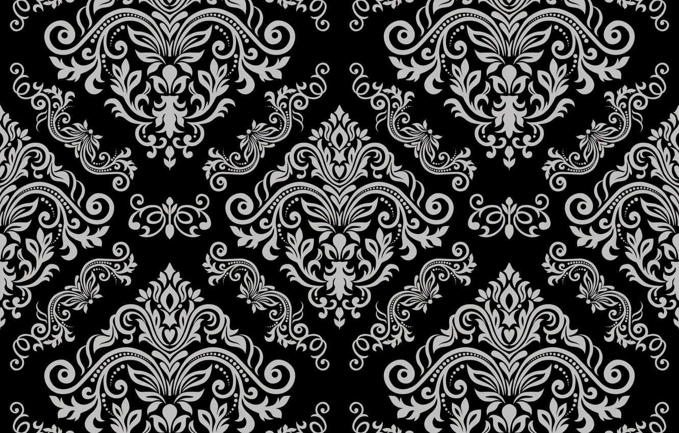Photo wallpaper grey, vector, black, ornament, vintage, grey, background, pattern