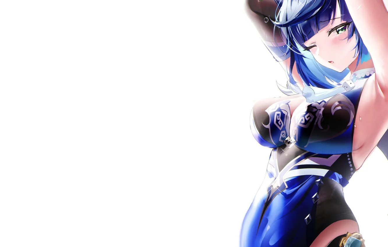 Photo wallpaper girl, hot, boobs, anime, pretty, breasts, babe, posing