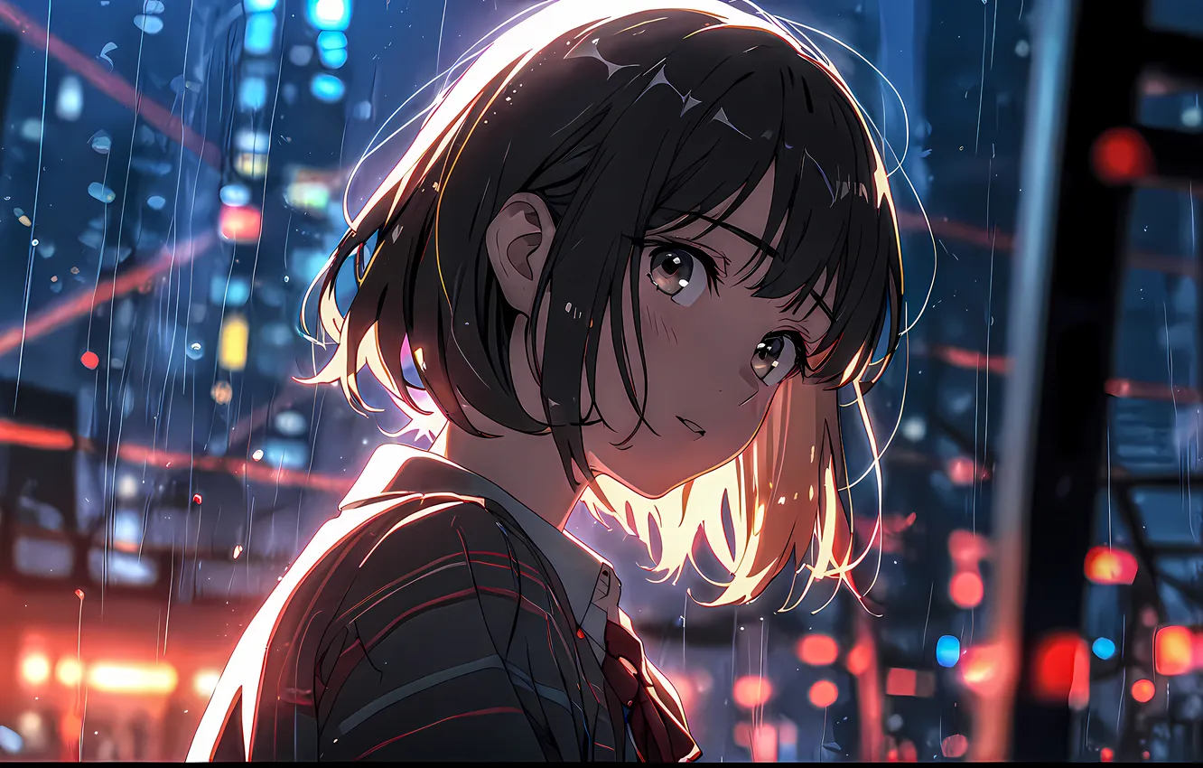 Wallpaper anime Wallpapers, City lights, Anime girl, Neon lights, Urban ...