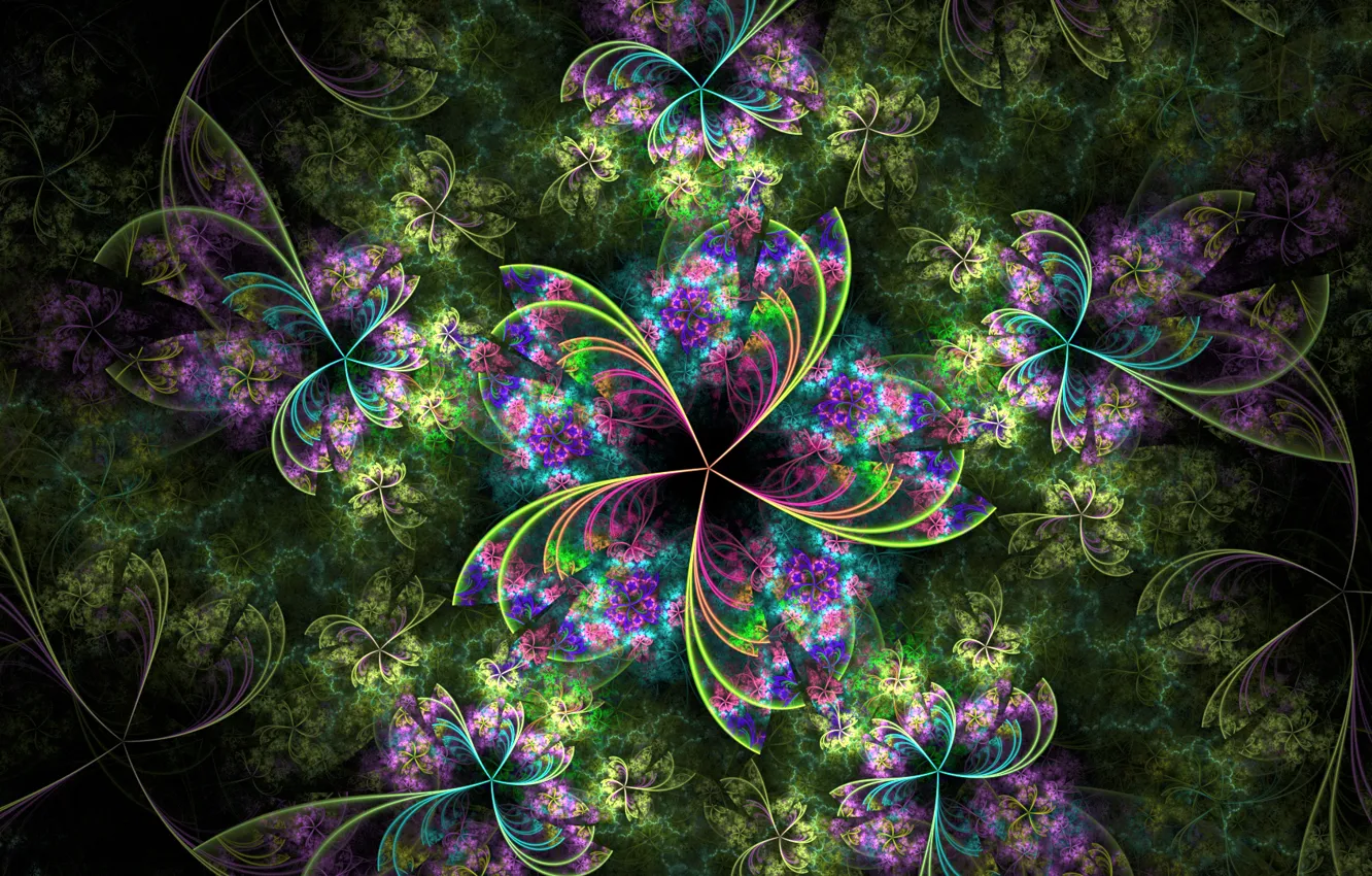 Photo wallpaper flower, leaves, light, pattern, petals